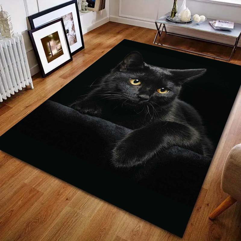 UQIDEHOME Bereichsteppich mit Schwarze Katze Druck, Rechteckig, Polyester, B/T: 80 x 120 cm - Bild 3