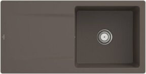 Villeroy & Boch Spüle Siluet Ceramic in Grau mit rundem Ablaufgarnitur und Handbetätigung, Breite: 60 cm - Bild 1