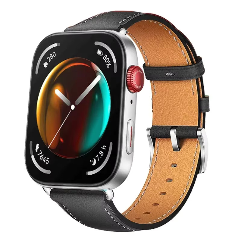Uhrenarmband Leder, Schwarz, Vintage, Herren, Huawei Fit 3 Smartwatch - Bild 1