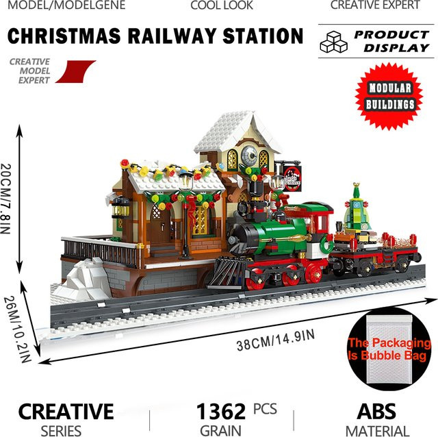 Yangkili Bahnhof Bausteine, Montage Modell, Fahrzeuge, Bunt / Mehrfarbig - Bild 1