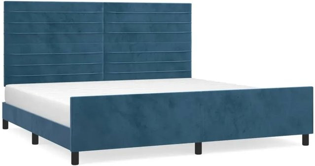 vidaXL Bettgestell mit Kopfteil aus Samt in Dunkelblau, B/T: 200 x 200 cm - Bild 1