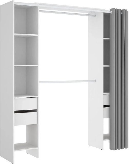 Offener Kleiderschrank Lonaza von Vente-unique in Weiß, Breite: 180 cm, Höhe: 196 cm, Tiefe: 96 cm - Bild 1