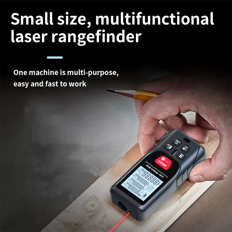 NJTY Digitaler Laser-Entfernungsmesser mit Wasserwaage, Reichweite bis 100m, Schwarz - Bild 6