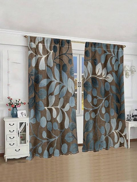 Yiran Furniture Blumen Vorhänge mit Sonnenblumen, Chrysanthemen und Rosen, 2er-Set, halbtransparent, Polyester, B: 50 cm, H: 130 cm, Mehrfarbig - Bild 1