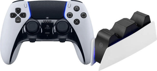 Sony PlayStation 5 DualSense Edge Controller mit BlueBuilt Ladestation in Blau und Weiß - Bild 1