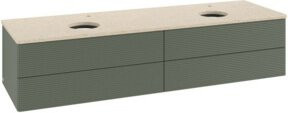 V&B Antao Waschtischunterschrank mit Frontstruktur und LED-Beleuchtung, grau lackiert, Wandmontage, Breite: 160 cm, Tiefe: 50 cm - Bild 1