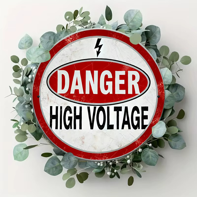 Potdemiel Vintage-Hochspannungs-Warnschild aus Metall zur Wandmontage, B/B: 20,3 x 20,3 cm - Bild 5