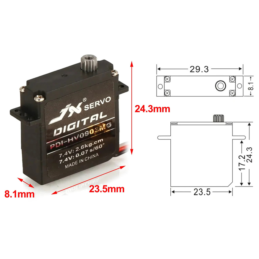 NeebRC Mini Micro Servo, Metal Gear, Coreless Motor, Modell Teil - Bild 2