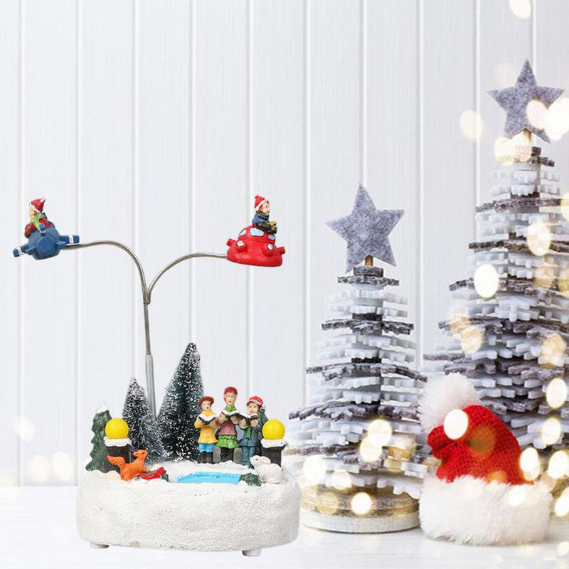 LED Weihnachtsspieluhr Rentier aus Kunstharz mit Lichteffekt und Rotation in Rot und Mehrfarbig - Bild 2