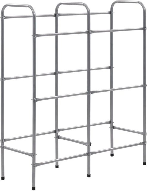 vidaXL Kistenregal für 6 Kisten aus pulverbeschichtetem Stahl in Silber, B/T/H: 96 x 33 x 116 cm - Bild 1