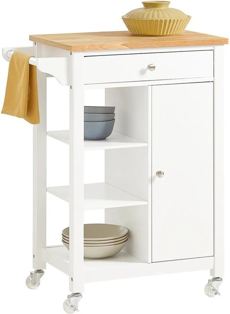 SoBuy Servierwagen Küchenwagen mit 3 Regalböden in Weiß, B/T/H: 68 x 40 x 86 cm - Bild 1