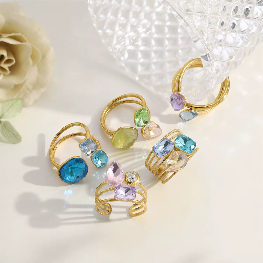 WILD & FREE Ringe, Edelstahl, Bunt, Kristall, Zirkonia, Damen, Vintage - Bild 2