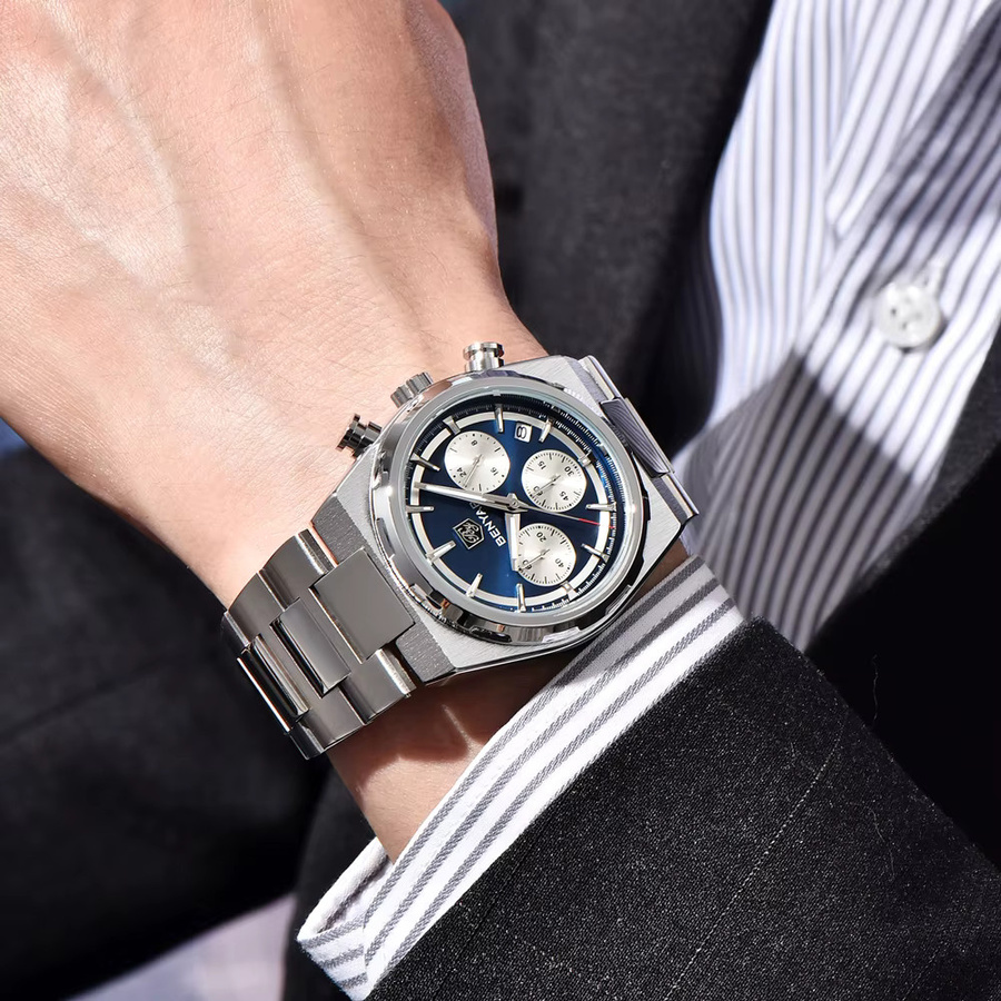 BENYAR Chronograph, Quarz, Edelstahl, Blau, Herren - Bild 2