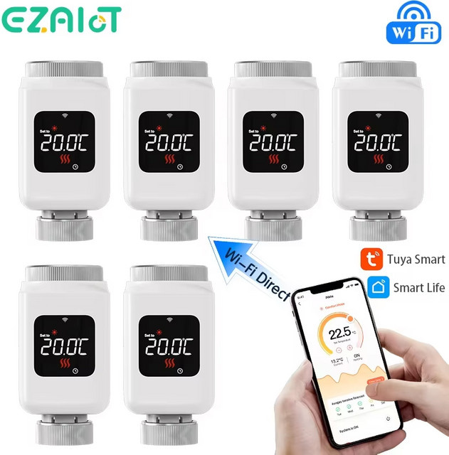 EZAIOT Tuya Smart WiFi Thermostatventil TRV in Weiß mit App-Steuerung und Kompatibilität für Alexa und Google Home - Bild 1