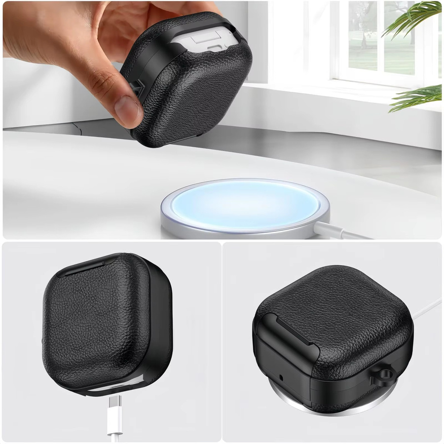 Samsung Schutzhülle für Galaxy Buds 4 und Galaxy Buds 4 Pro in Blau mit Leder-Textur - Bild 4