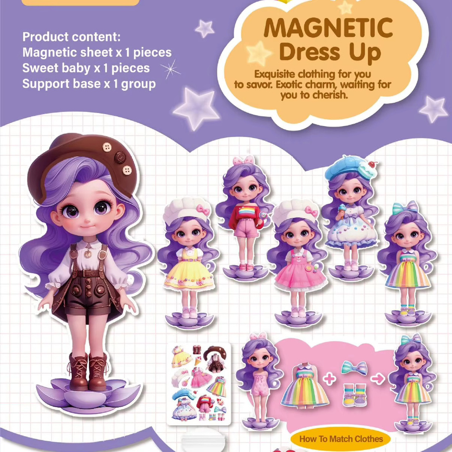 Prinzessinnen-Magnet-Aufkleber, Magnetische Anziehpuppe, DIY Spielzeug - Bild 2