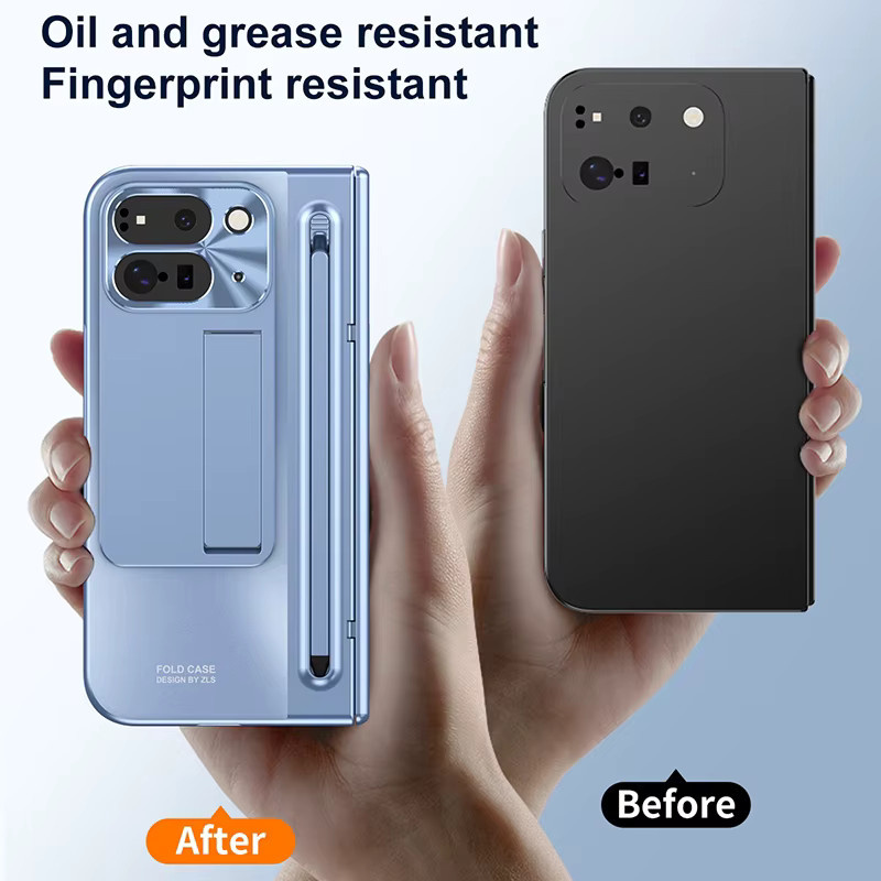 VYOPBC Handyhülle für Google Pixel 10, 9 und 11 Pro Fold mit Scharnierschutz, Stylus-Stift, faltbarem Ständer und Displayschutz in Schwarz - Bild 5