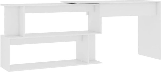 vidaXL Eckschreibtisch in Weiß aus Holzwerkstoff für Büro und Arbeitszimmer B/T/H: 200 x 50 x 76 cm - Bild 1
