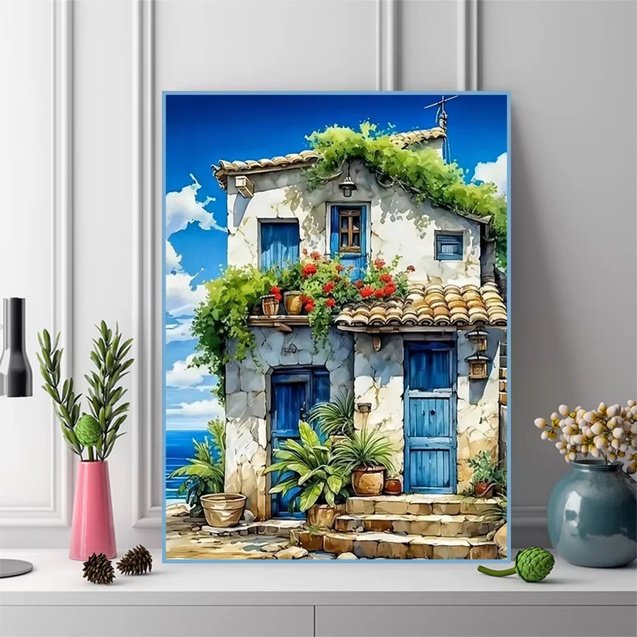 Momoart Diamantstickerei DIY Set Haus Landschaft Malerei in Multicolour, B/H: 30,0 x 20,0 cm - Bild 3