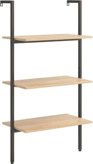vidaXL Anlehnregal mit 3 Ablagen in Hellbraun und Schwarz, B/T/H: 64 x 35 x 120,5 cm - Bild 1