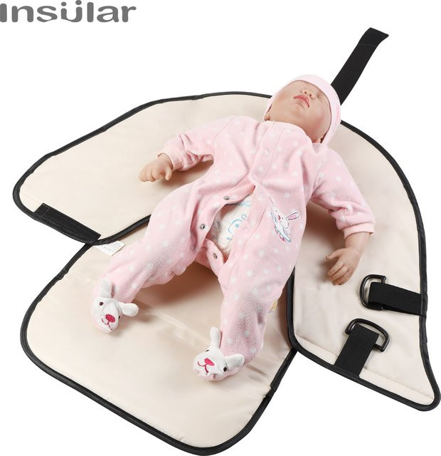Tragbare und wasserdichte 2-in-1 Wickelunterlage für Neugeborene und Säuglinge mit Aufbewahrungstasche, faltbar, Farbe: Pink - Bild 1