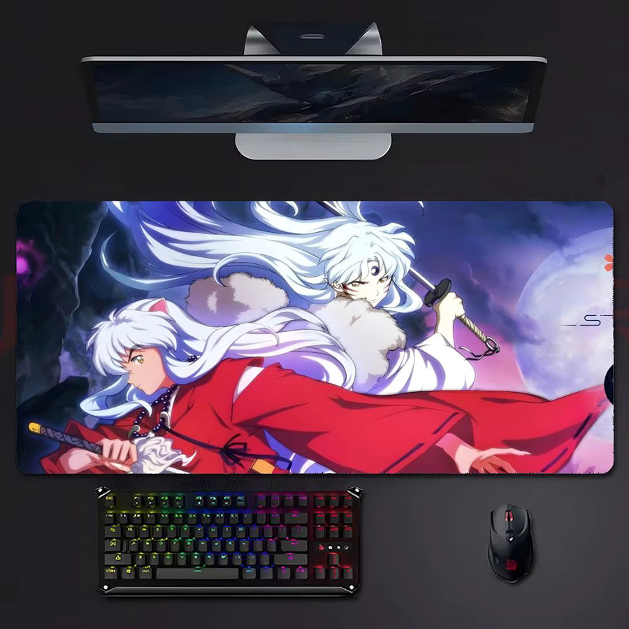 Anime Fantasy I-Inuyasha Gaming-Mauspad mit LockEdge in Schwarz und Multicolour, große PC-Tischunterlage - Bild 3