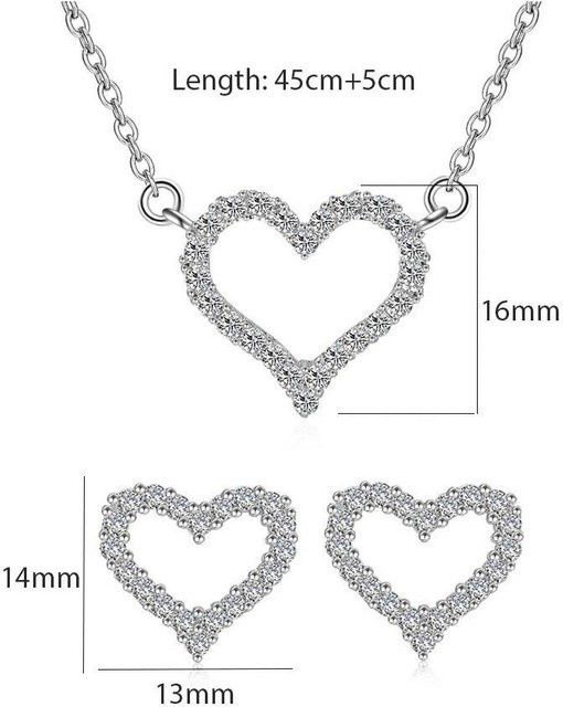 Schmuck-Set 925 Silber, Zirkonia, Damen, 45cm - Bild 1