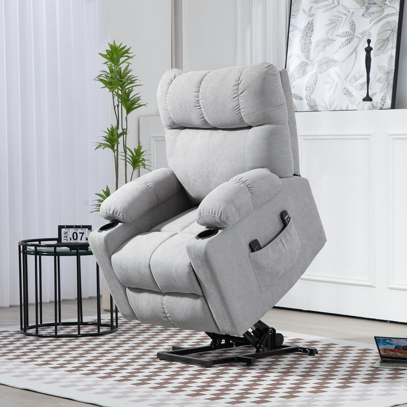 HOMCOM Seniorensessel mit elektrischer Aufstehhilfe, Massagefunktion und Heizung, Hellgrau, B/T/H: 91 x 95 x 109 cm - Bild 2