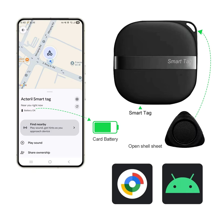 Peocke Intelligenter GPS-Tracker in Schwarz kompatibel mit Google Find My Device für Android zur Gegenstandeverfolgung und als Anti-Verlust Schlüsselfinder - Bild 2