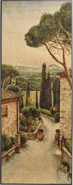 wash+dry by Kleen-Tex Fußmatte mit Landschaftsmotiv in Grün Multicolour, rutschhemmend, rechteckig - Bild 1