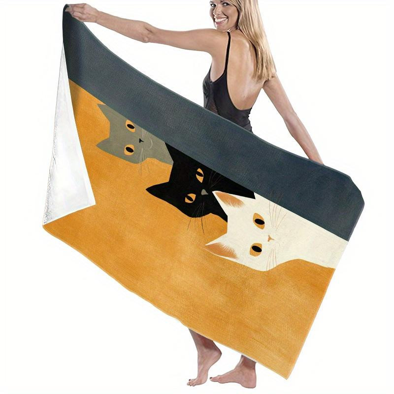 Strandtuch Shanika Chen mit minimalistischer Illustration von drei Katzen in Schwarz, Grau und Weiß, B: 40 cm, H: 60 cm - Bild 3