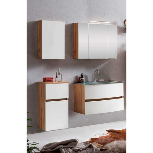 HELD MÖBEL Waschtisch-Set KOPENHAGEN in Weiss, 6-teilig, modern und wandmontiert mit LED-Beleuchtung und Soft-Close-Türen, B/T/H: 80 x 64 x 60 cm - Bild 3