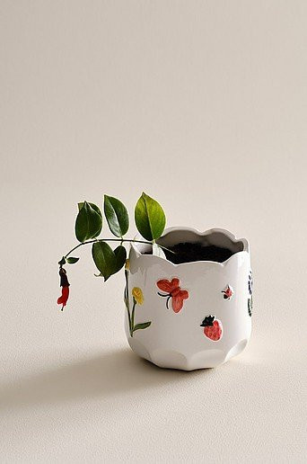 Jotex Blumentopf ALMA aus Keramik, Weiß, Durchmesser: 16 cm - Bild 1