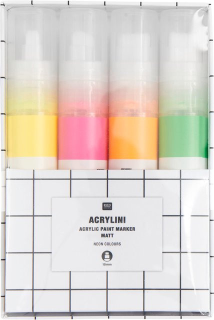 Rico Design Acrylini Marker Set XL Neon in Multicolour mit permanenter Tinte - Bild 1