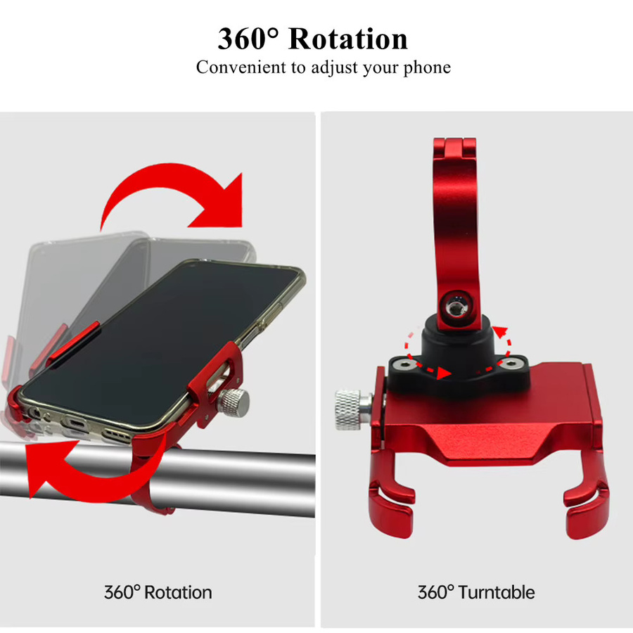 RION Fahrrad-Telefonhalterung für Smartphone und GPS in Rot mit 360 Grad Rotation - Bild 3