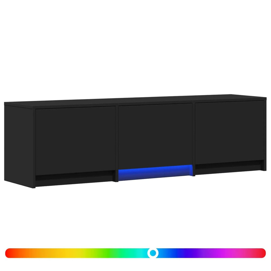 vidaXL Fernsehschrank modern in Schwarz mit integrierter LED-Beleuchtung aus Holzwerkstoff, B/T/H: 140 x 40 x 34 cm - Bild 2