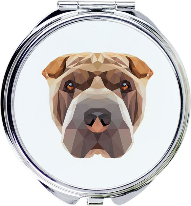 Art-dog Shar Pei Spiegel mit Tierfoto und geometrischer Aufschrift aus Holz in Mehrfarbig - Bild 1