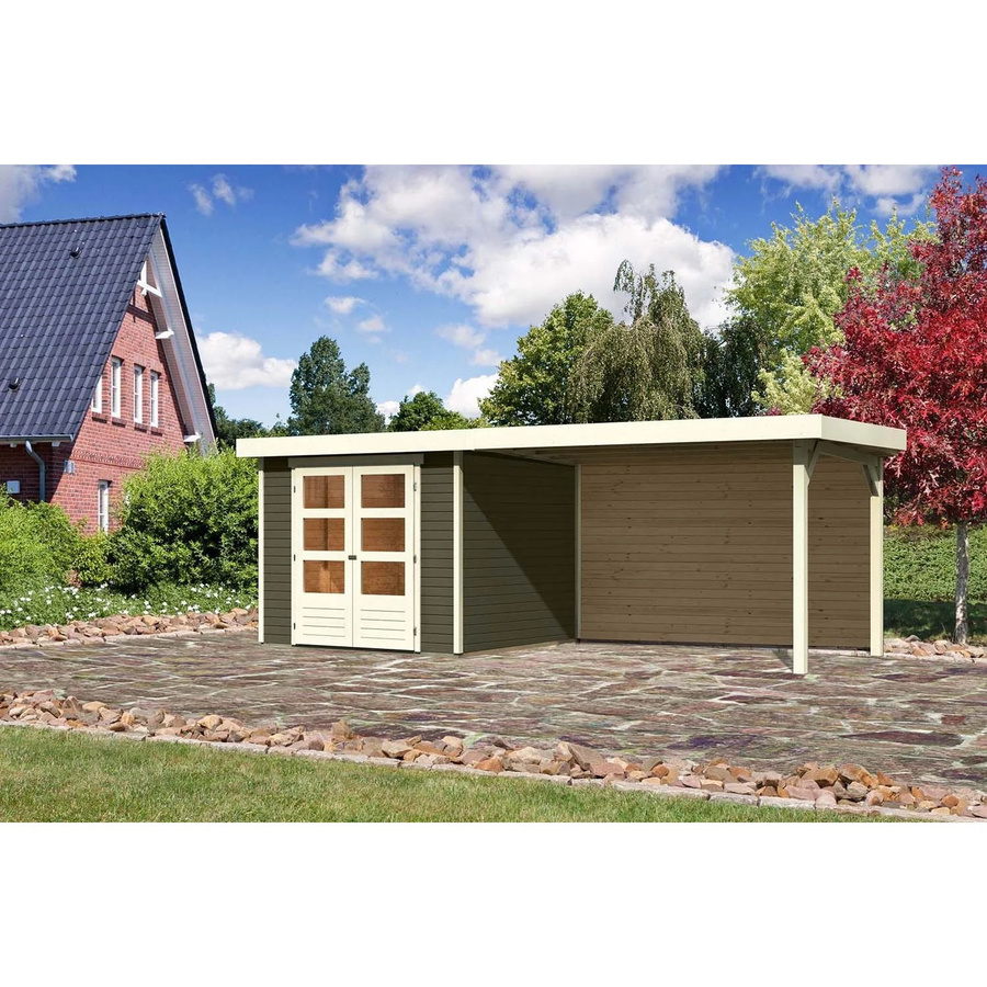 Karibu Holz-Gartenhaus Boras in Terragrau mit Flachdach und modernem Design, B/T/H: 242 x 238 x 211 cm - Bild 2