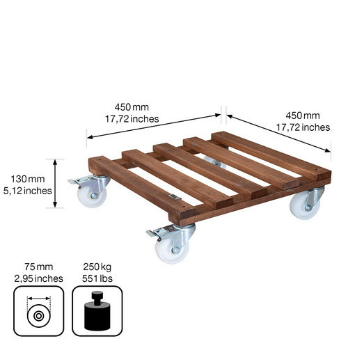 Wagner Multiroller Transportroller aus Holz in Braun B/T: 45 x 45 cm - Bild 4