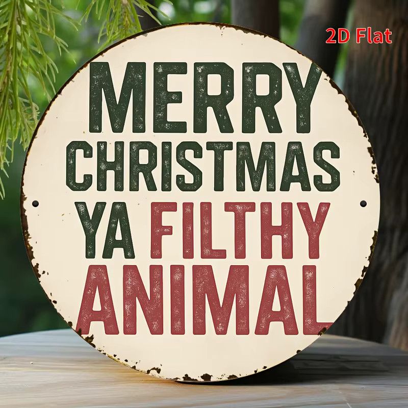 Potdemiel Weihnachtsschild Merry Christmas You Filthy Animal in kräftigem Rot für deine rustikale Bauernhausdekoration - Bild 5