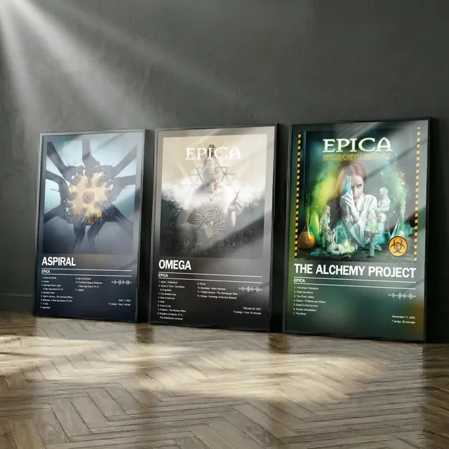 E-Epicas Poster-Album-Set mit modernem Leinwandgemälde und abstrakten Grafiken in Weiß und Multicolour - Bild 1