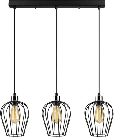 Opviq Pendelleuchte Tel in Schwarz aus Eisen mit 3 E27 Fassungen, Höhe: 115 cm, Breite: 20 cm, Tiefe: 20 cm