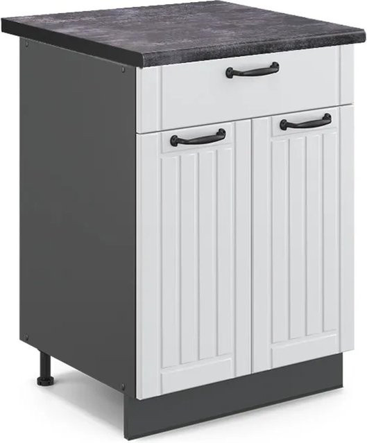 Vicco Küchenunterschrank Fame-Line in Weiß und Anthrazit im Landhausstil mit Schublade, Breite: 60 cm - Bild 1