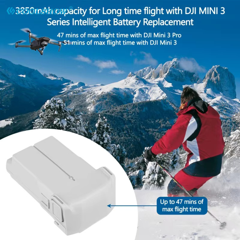 Coolshow Akkus für DJI Mini 3, 3850mAh, kompatibel mit DJI Mini 3 Pro, 4 Pro und 5 Pro Drohnenzubehör, Farbe: Weiß - Bild 2