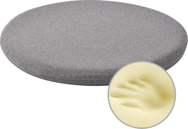 LMETJMA Rundes Sitzkissen aus Memory-Schaum mit abnehmbarem Bezug in Blau und Grau - Bild 1