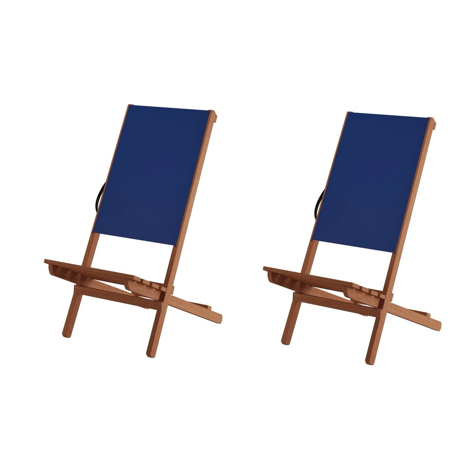 Erst-Holz Wikingerstuhl-Set aus Buchenholz, Doppelpack, Farben Blau und Braun, rustikaler Lagerfeuerstuhl für den Garten - Bild 2
