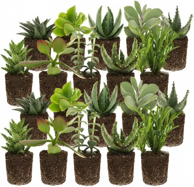 Vdvelde Mini Sukkulenten Mix, 20 Stück, Grün, Höhe: 5,5 cm - Bild 1