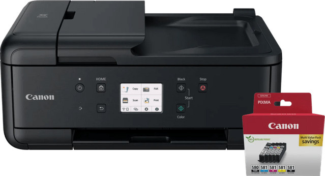 Canon PIXMA TR7650 Inkjet Multifunktionsgerät mit Wi-Fi und 1 Patronen-Ersatzset in Schwarz - Bild 1