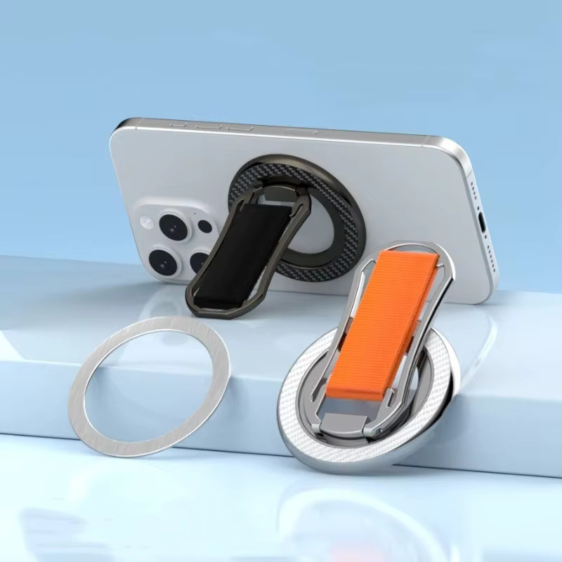 WSSHE Magnetischer Ring-Handyhalter in Schwarz, faltbarer und drehbarer Schreibtisch-Schnallenhalter für iPhone 15 14 13 - Bild 5