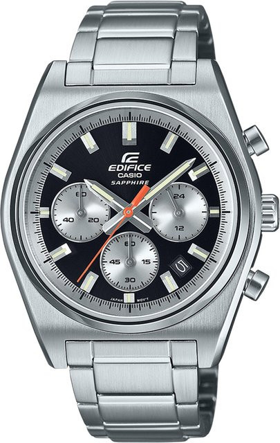 Casio Chronograph Herrenuhr, Quarz, Edelstahl, Schwarz, 40 mm, 10 ATM - Bild 1